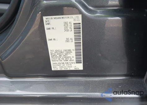 2021 Nissan Altima Sv Fwd z USA, uszkodzony, nr VIN 1N4BL4DV5MN387205